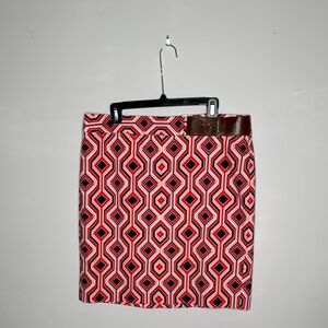 MICHAEL Michael Kors Red and Black Geometric Midi Skirt